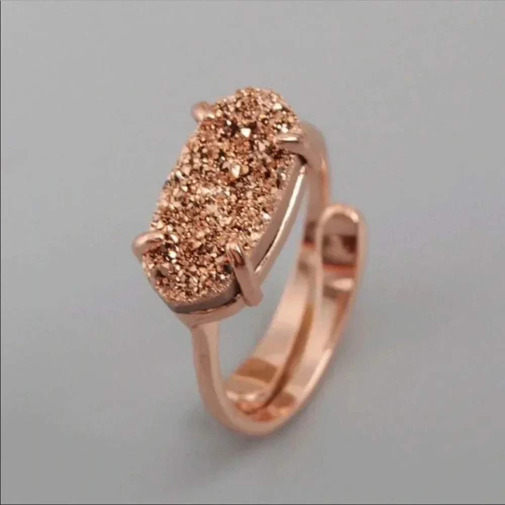 Rose Gold Druzy Agate Ring - Picture 7 of 8